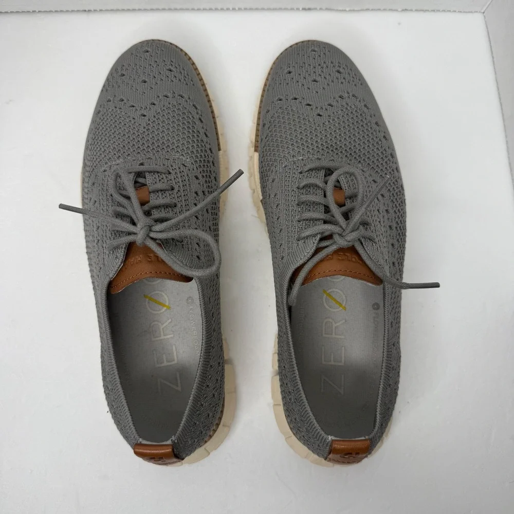 Cole Haan Zerogrand Remastered Stitchlite Wingtip Oxford Men 9M Grey Knit C39740 - Picture 6 of 10